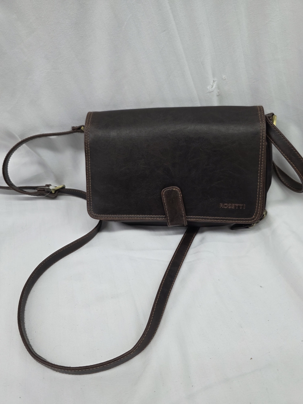 Rosetti Dark Brown Leather Messenger Crossbody